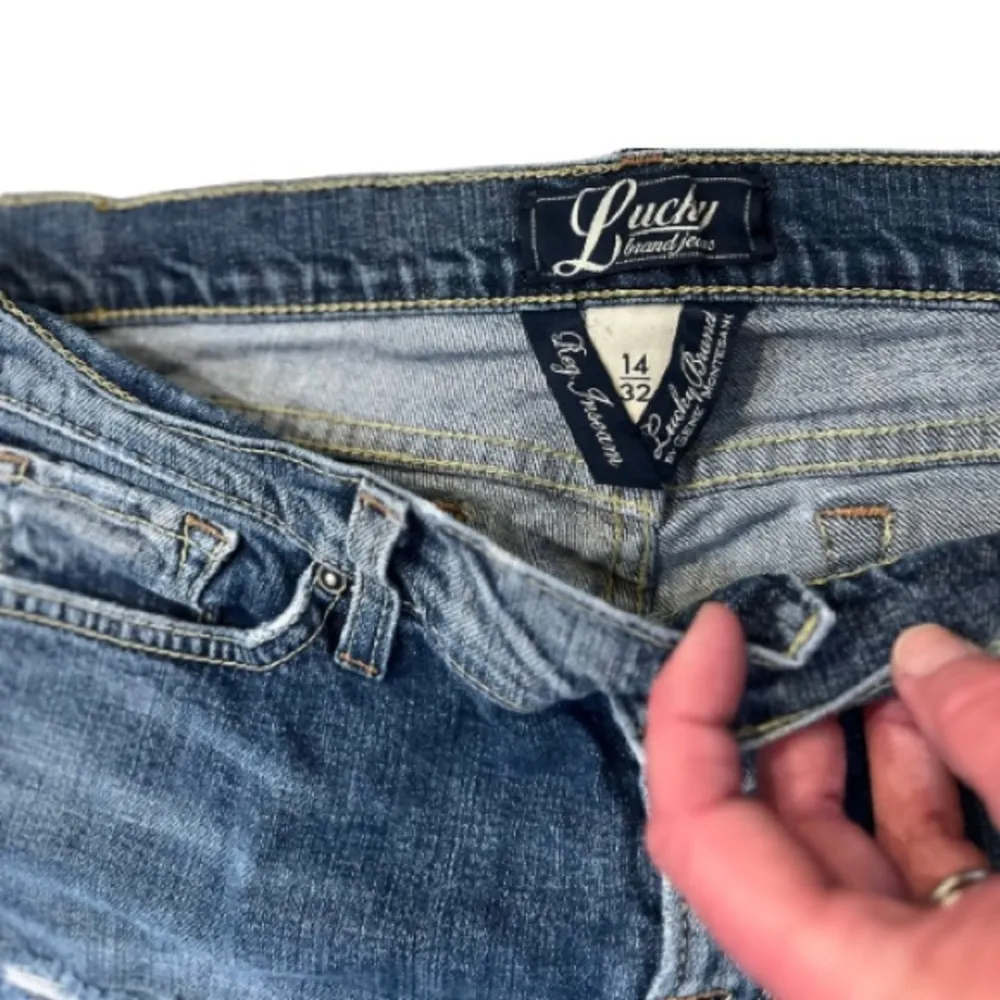 Vintage Y2K Lucky Brand Straight Leg Distressed Blue Jeans‎ Size 14 Boho Grunge - Image 3