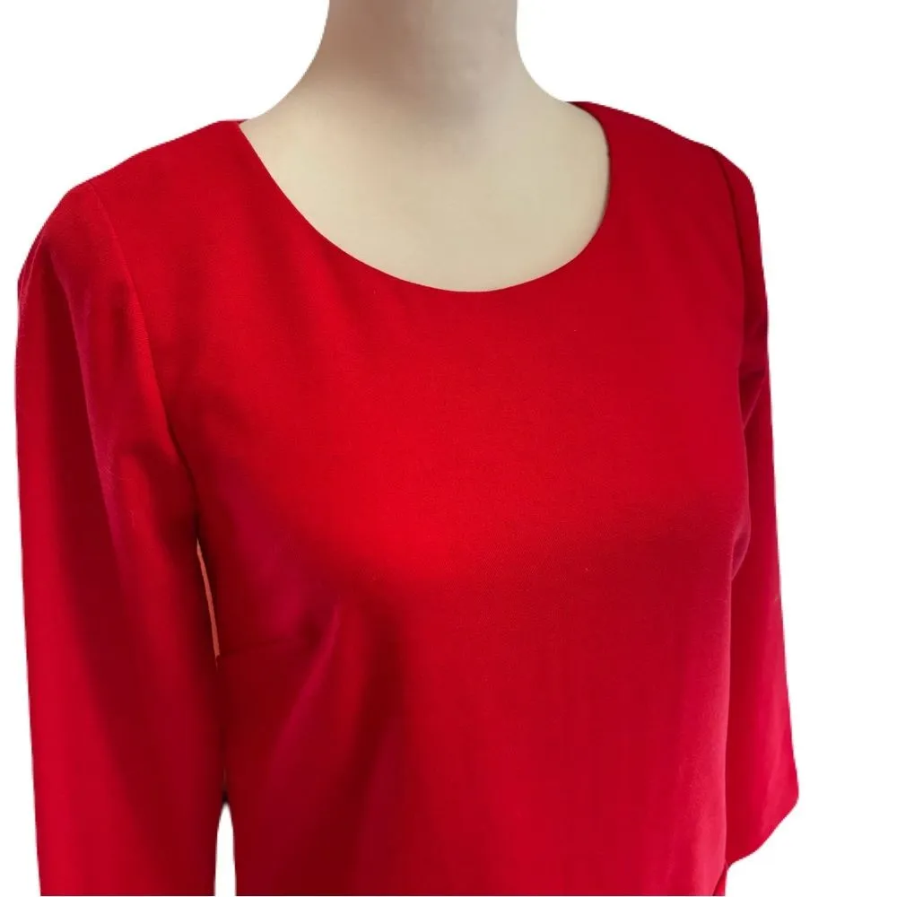 J.Crew Red Wool Blend Sheath Dress | Sz. 00 | Good Condition - Image 3