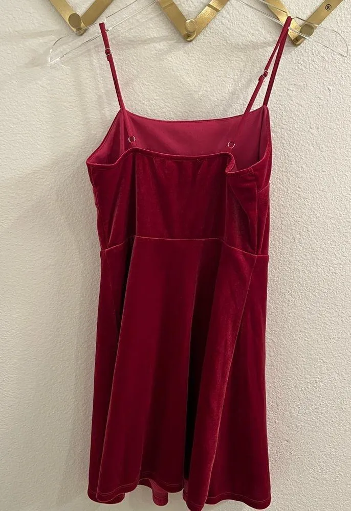 Lulus Came To Dance Velvet Skater Dress Small Magenta - Image 4