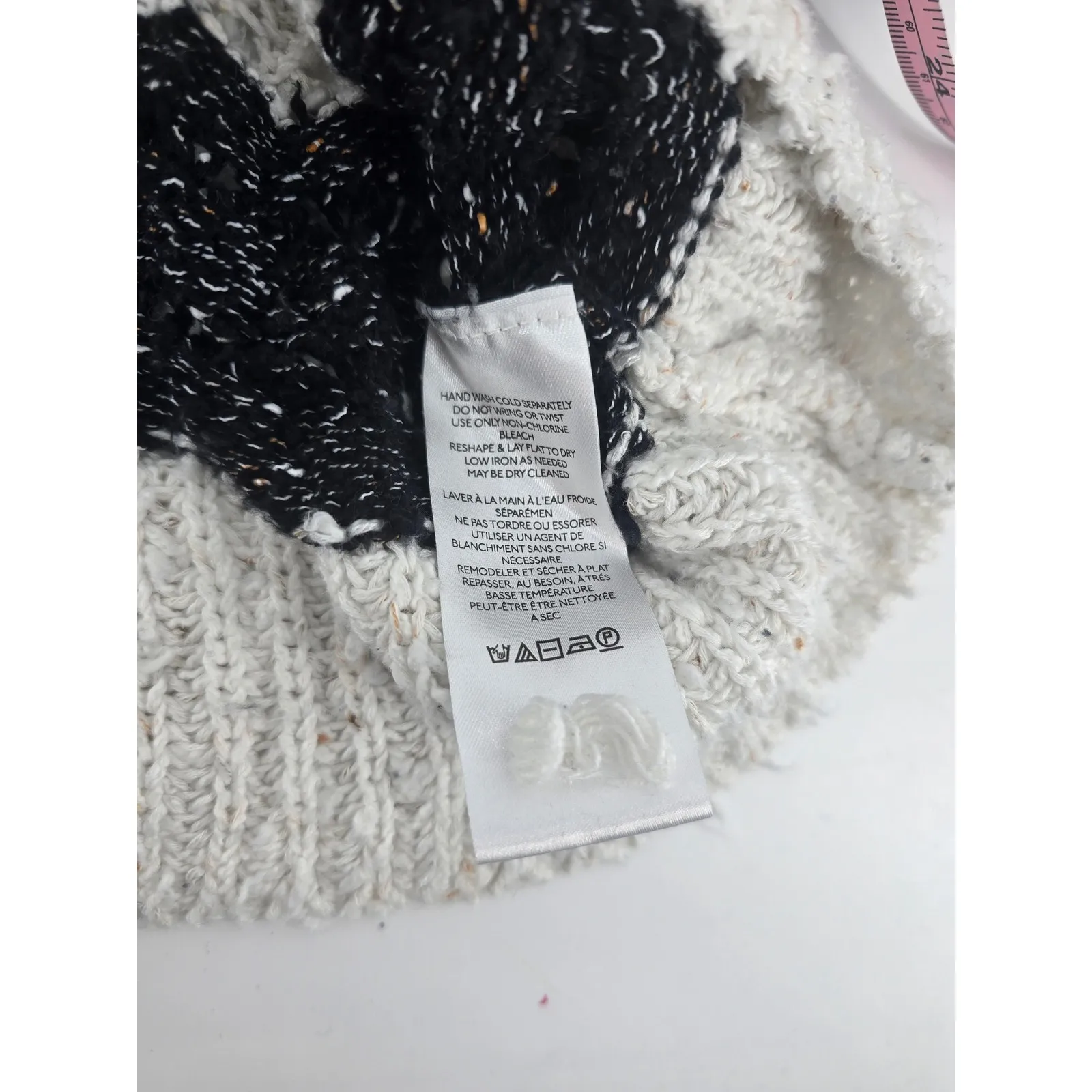 PILCRO Striped Knit Sweater Pullover Cropped Open Weave Black When the Medium - Image 4