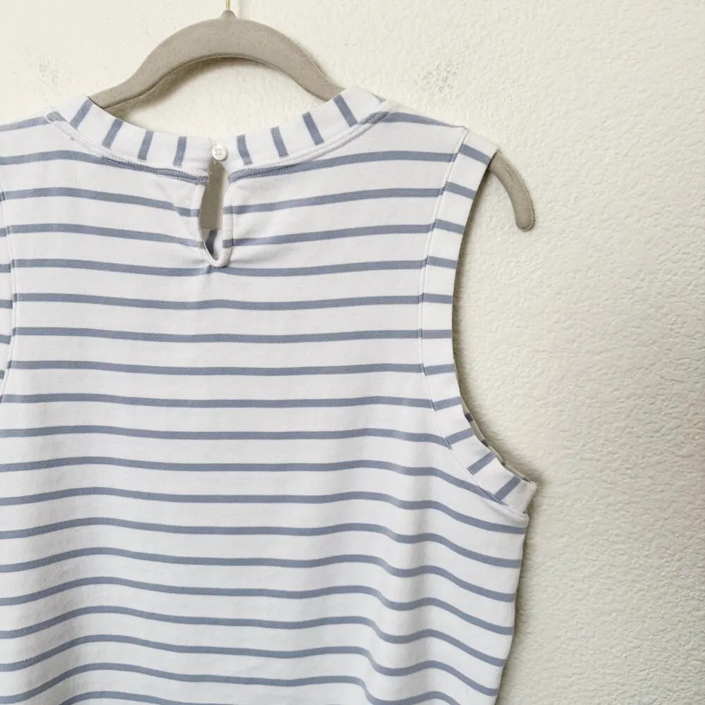 [Anthropologie] Maeve White Blue Striped Seashell Graphic Cropped Tank Top Sz XL - Image 9