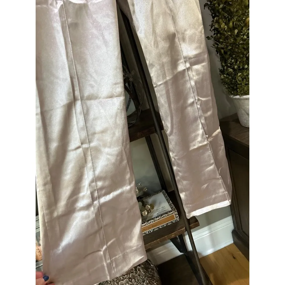 House of CB London Alivia Satin Wide Leg Trousers Grey Womens Size XS - Image 9