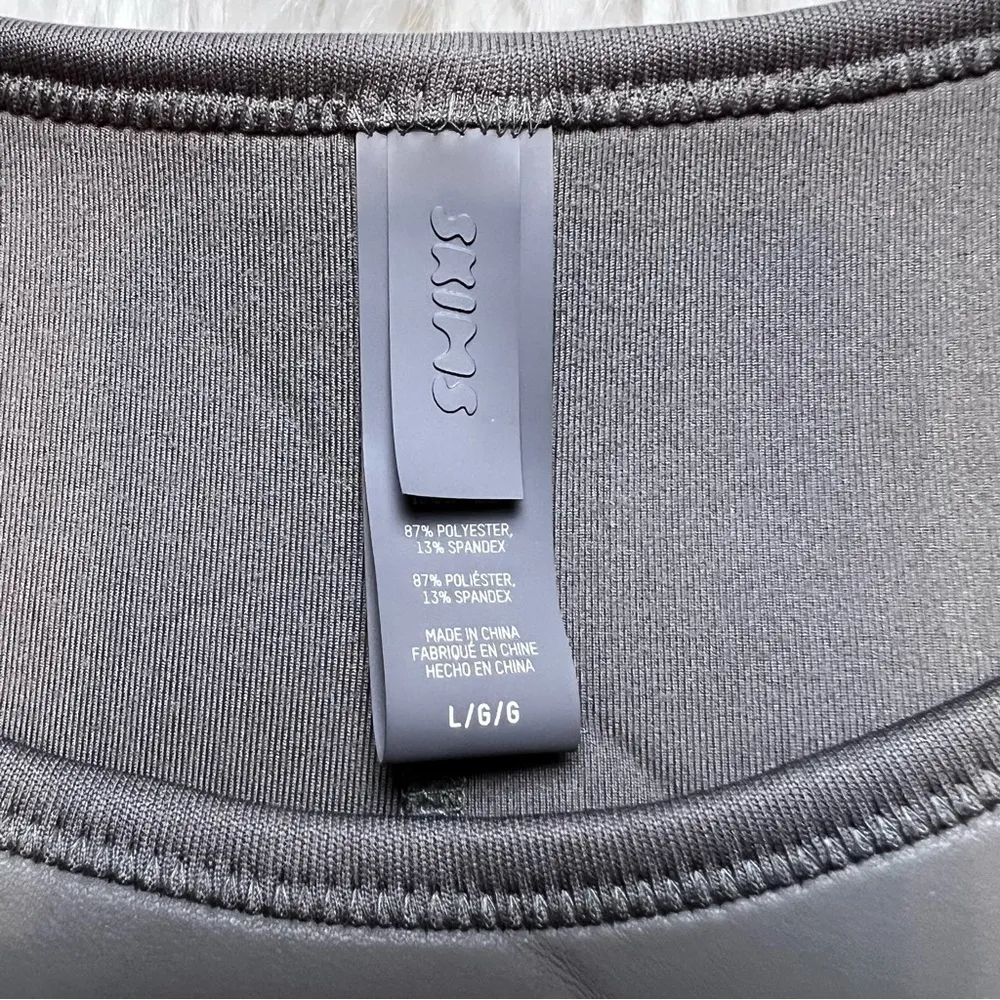 Skims Swim Rubberized Scuba Tanga Bikini Bottoms. In Gray Chalk. Size Large. - Image 5