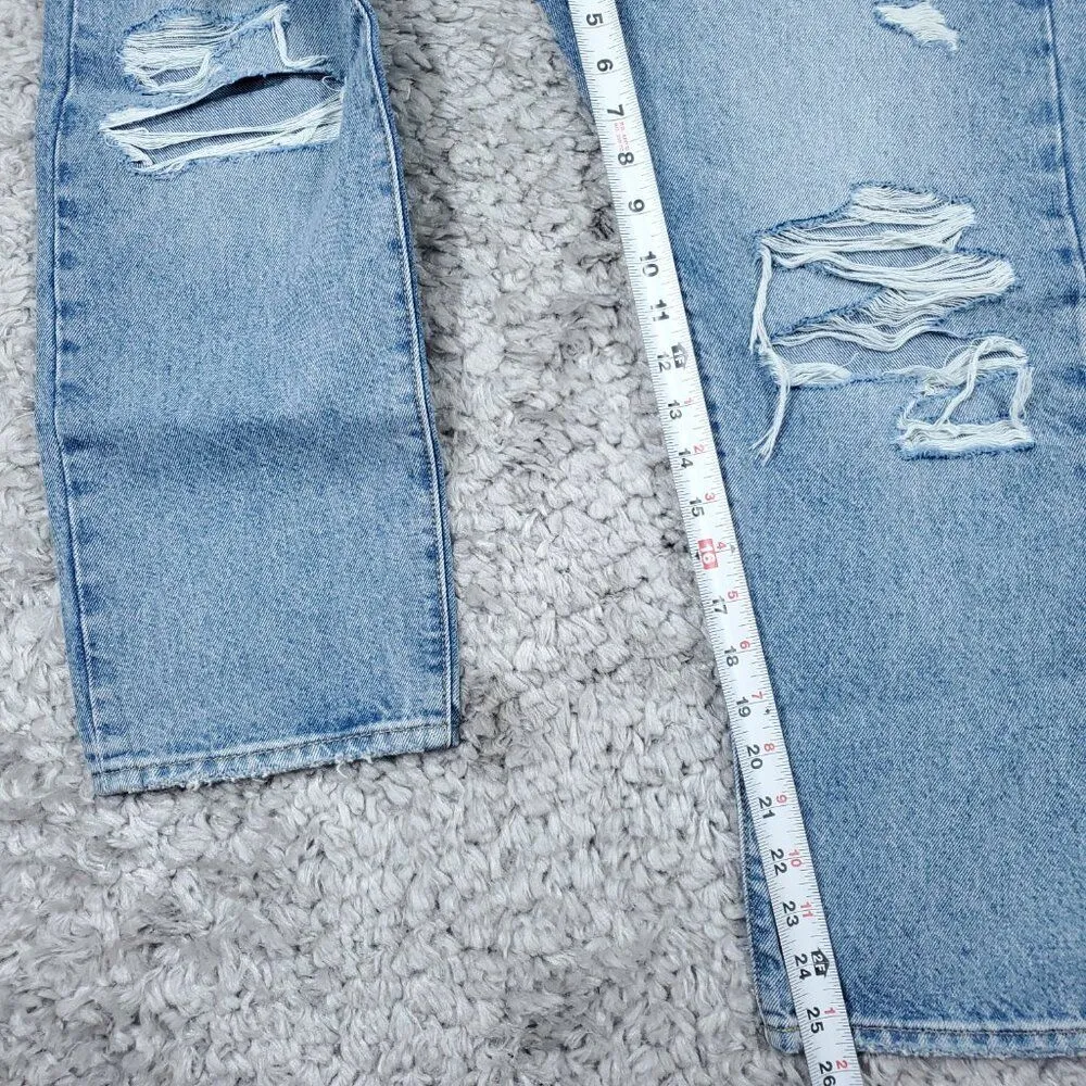 Levi's Premium Wedgie Straight Jeans Size 31x26 Distressed Destroyed Ripped Blue - Image 8