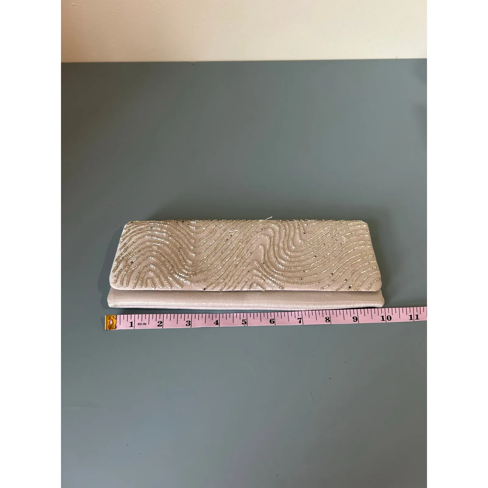 Silver beaded clutch party festive - Image 7