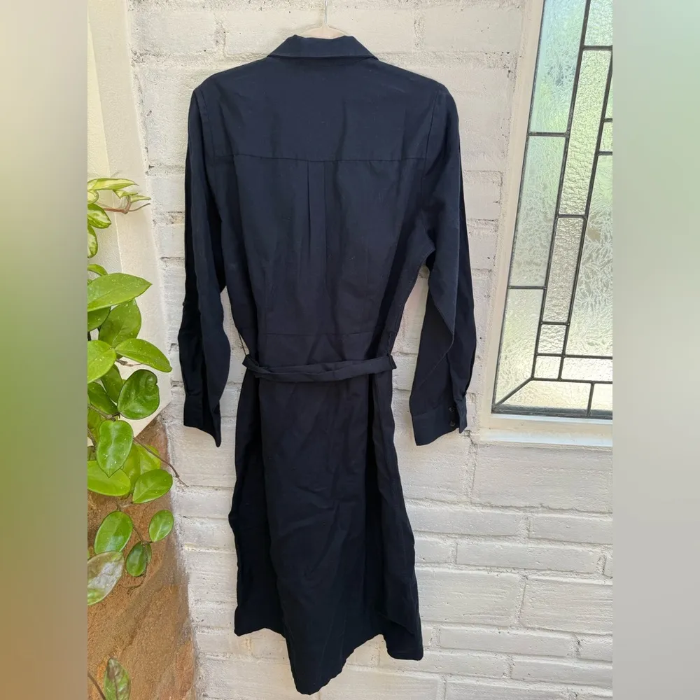 Amour Vert Blue Long Sleeve Notched Collar Shirt Dress - Image 4