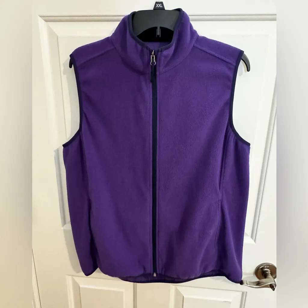 The Vermont Country Store Fleece Full Zip Vest Pockets Purple Size XL - Image 6