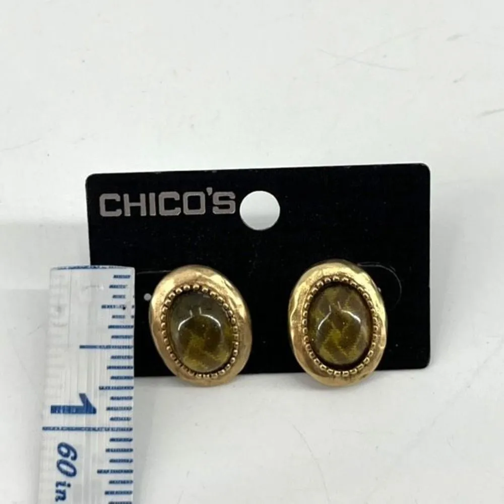 NWT Chico’s Classic‎ Earrings studs Goldtone career elegant Gold - Image 2