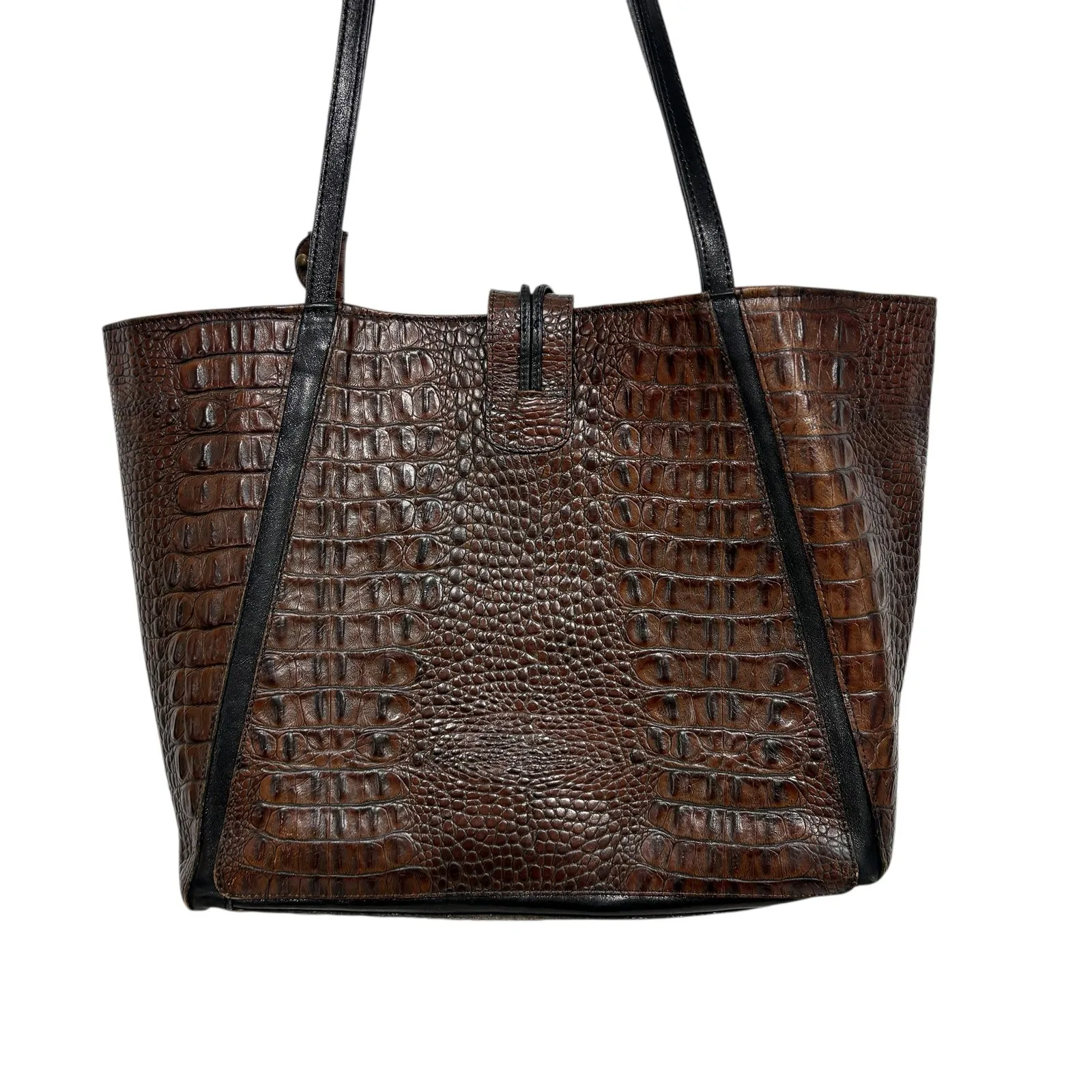 Brahmin Croc Embossed Leather Tote Bag with Matching Wallet - Image 4