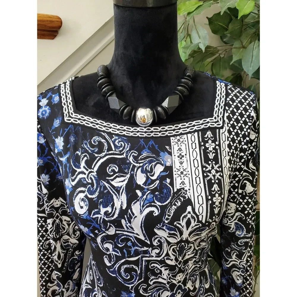 White House Black Market Women Square Neck Long Sleeve Casual Short Dress Size M - Image 2