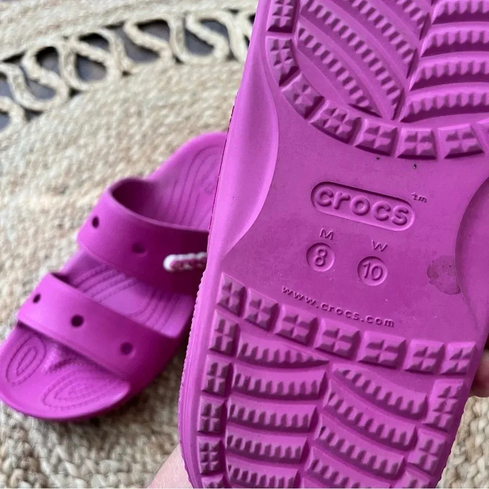 Crocs Classic Slides US W10 M8 Pink Double Strap Sandals Barbiecore - Image 4