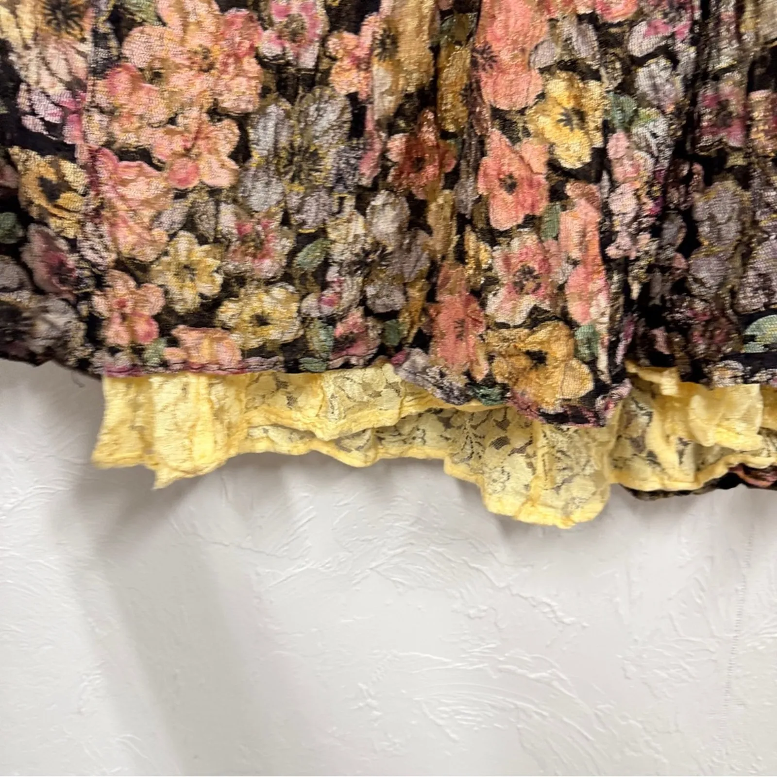 Vintage Handmade Dark Floral Sheer Maxi Dress Women M Cottage Core Fairy Romance Black Size M - Image 5