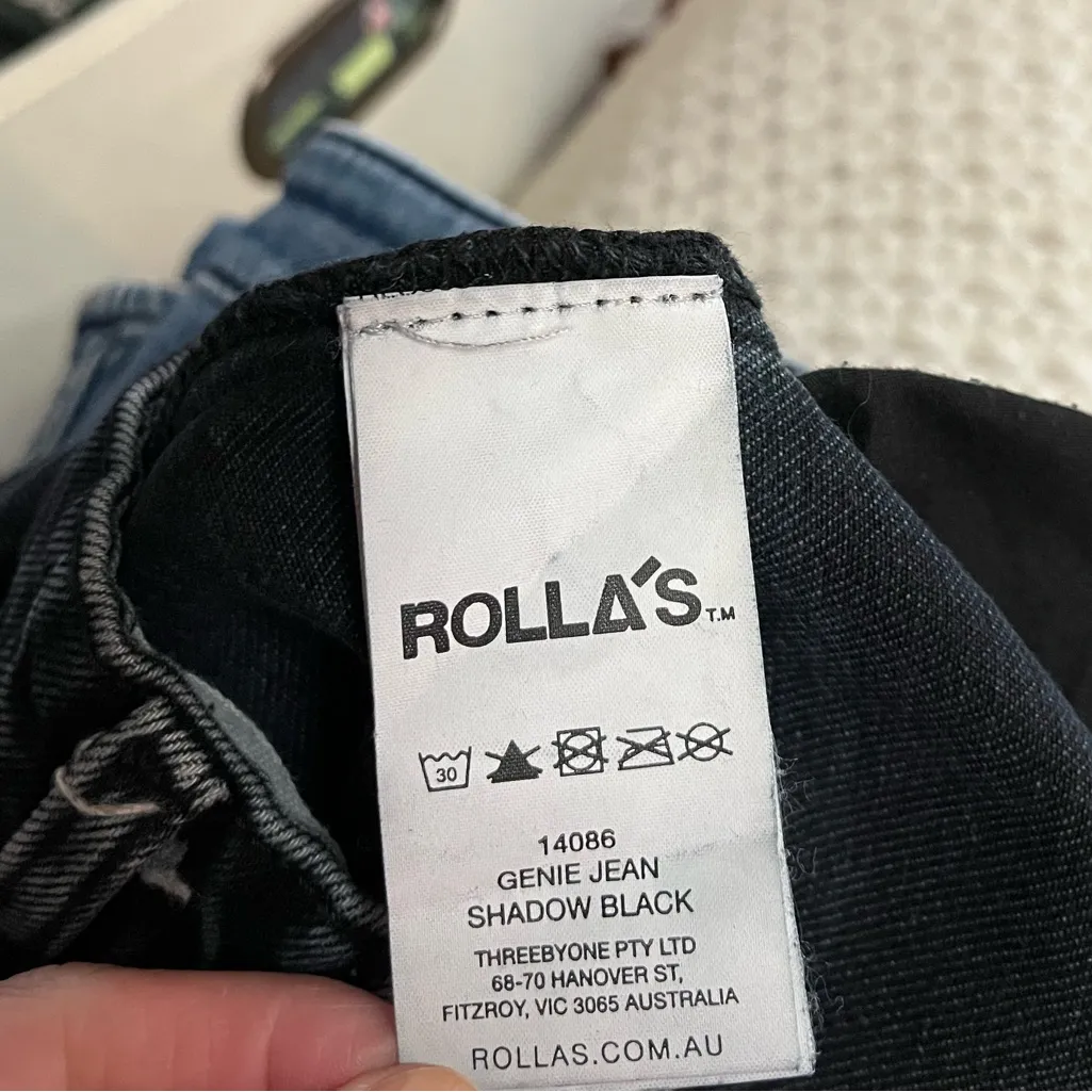 ROLLA’S Genie Black Barrel Leg Jeans Balloon Shadow Black Washed 32 14 - Image 10