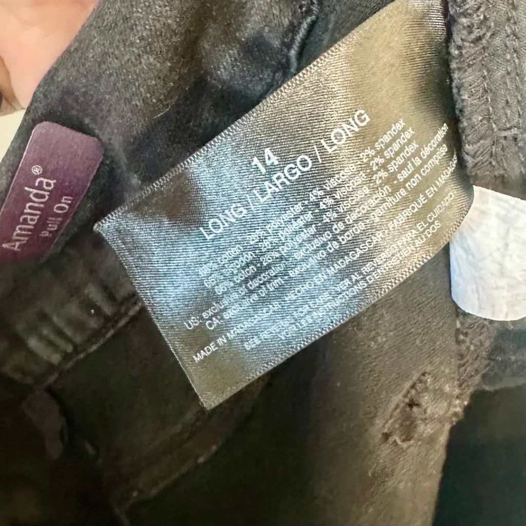 Gloria Vanderbilt Black Amanda Pull-On Jeans - Size: 14 Long - Image 5