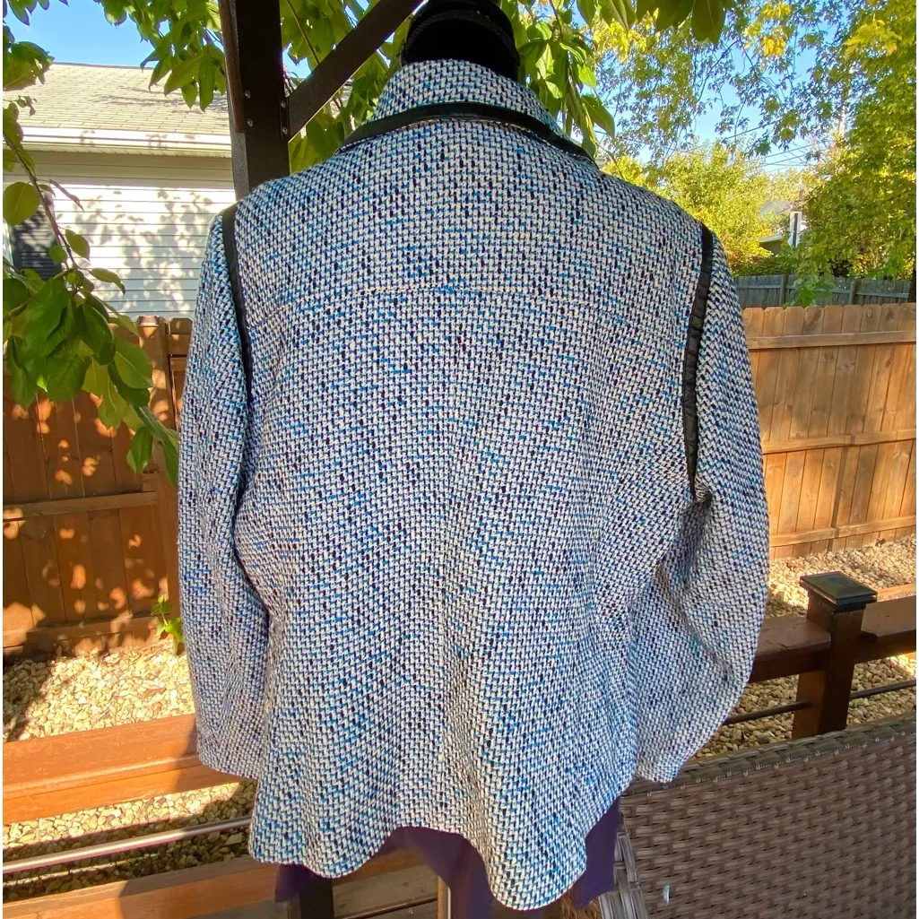 Tweed blazer VERY DRESSY 💙🤍🖤 Blue Size 16W - Image 6