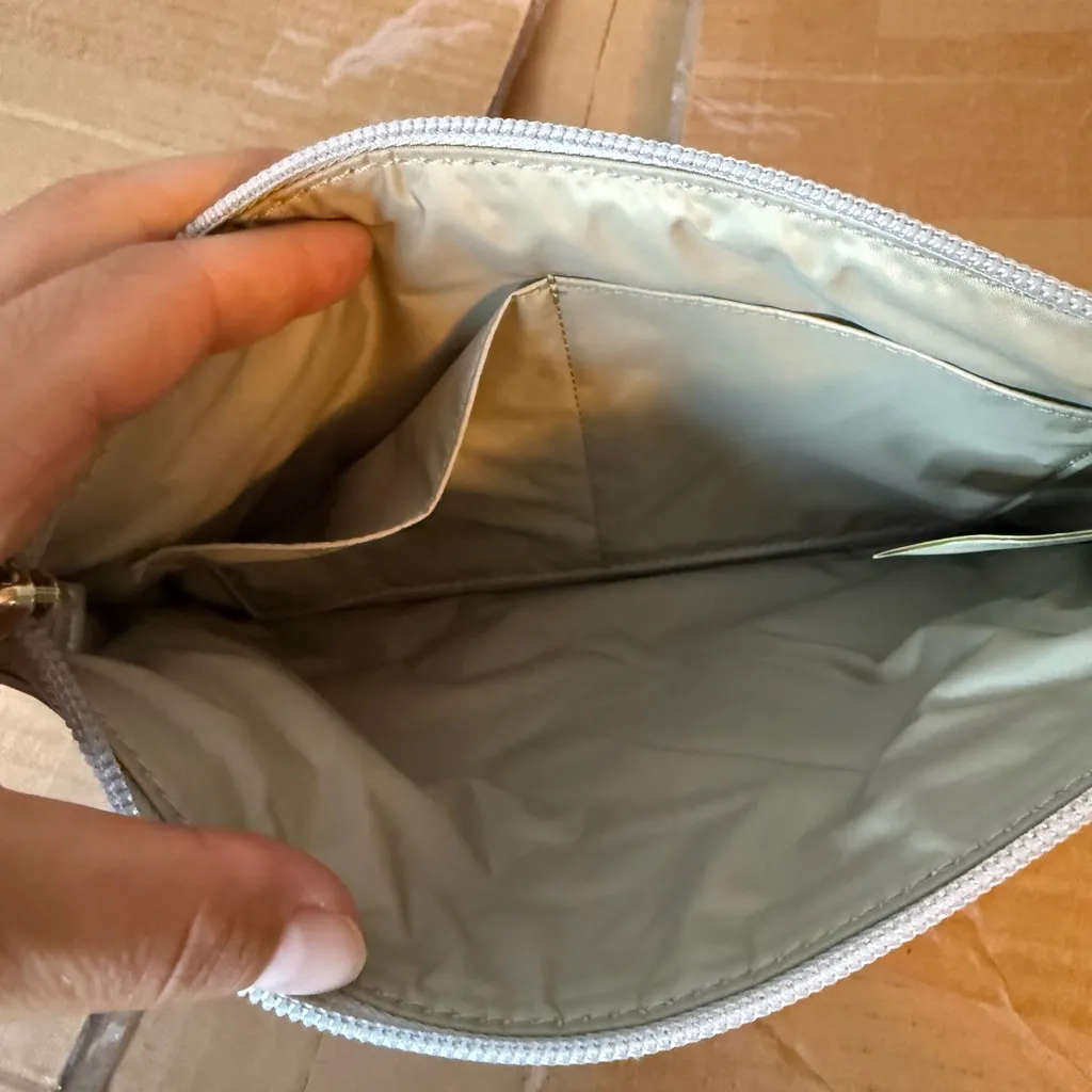 Kate Spade Silver Metallic Perforated Heart Zip Pouch - Image 5