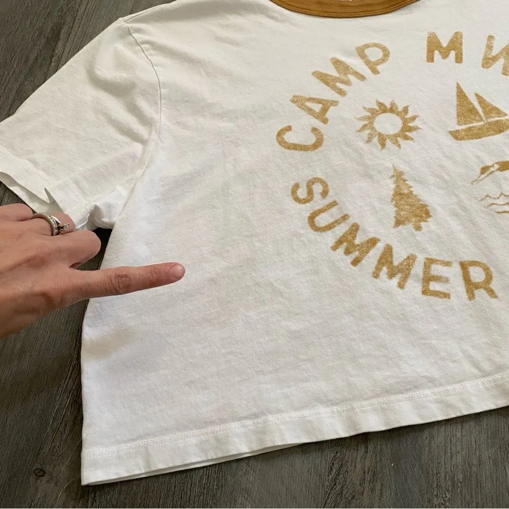 Madewell MWL Summer Camp Crop Cream Ivory Tan XL Athleisure - Image 9