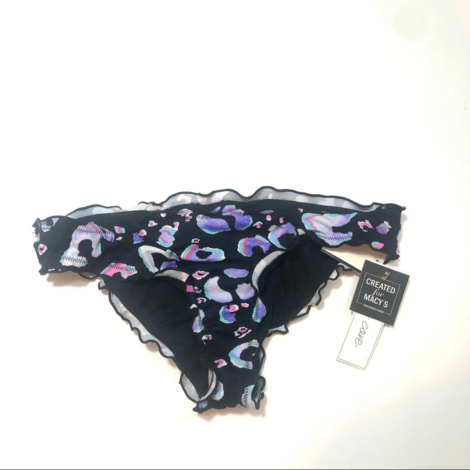 Salt + Cove Animal Ruffled Bikini Swim Bottom Black Size M - Image 4