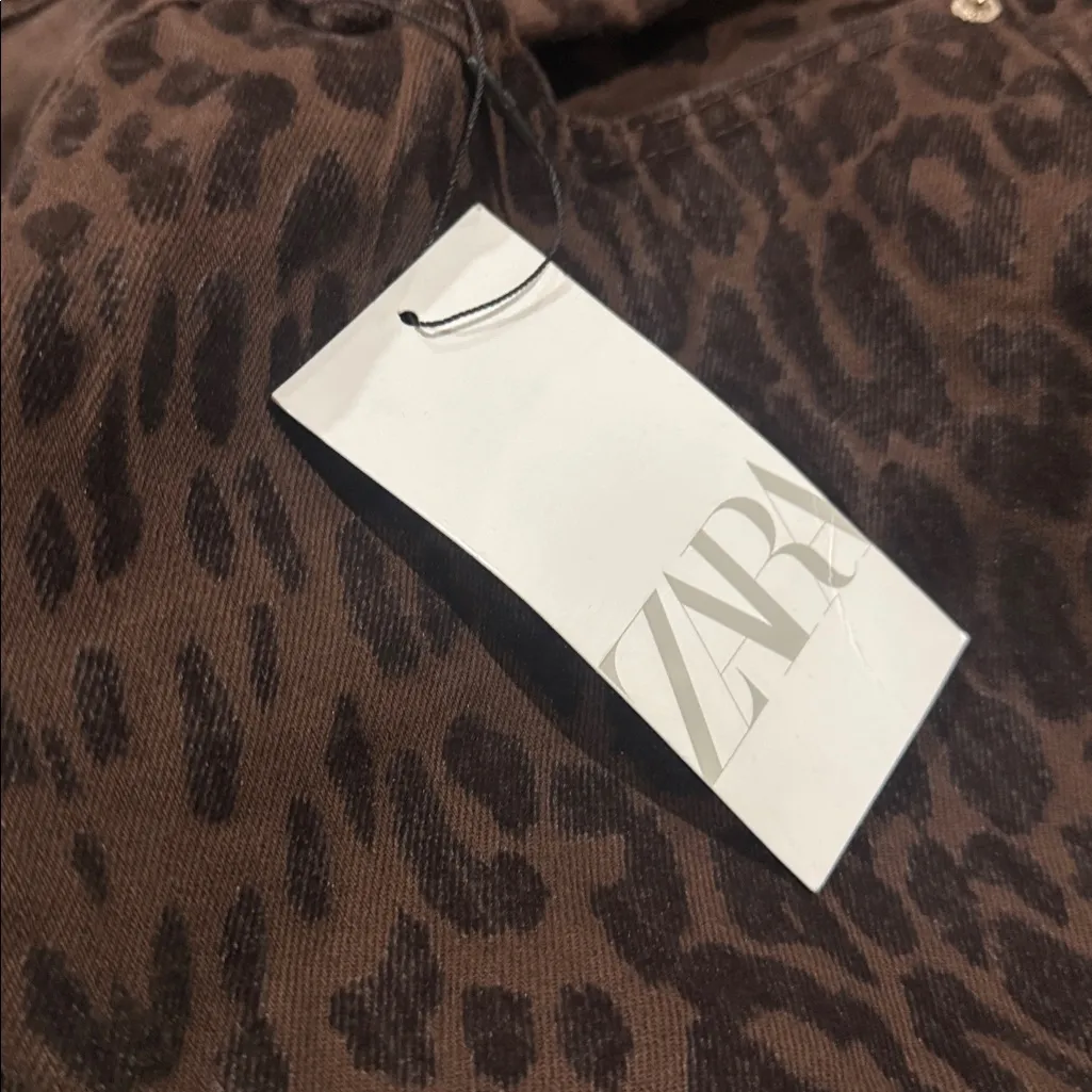 NWT ZARA Mid Rise Crop Leg Flocked Jeans Chocolate Brown 14 Bloggers Fave - Image 12