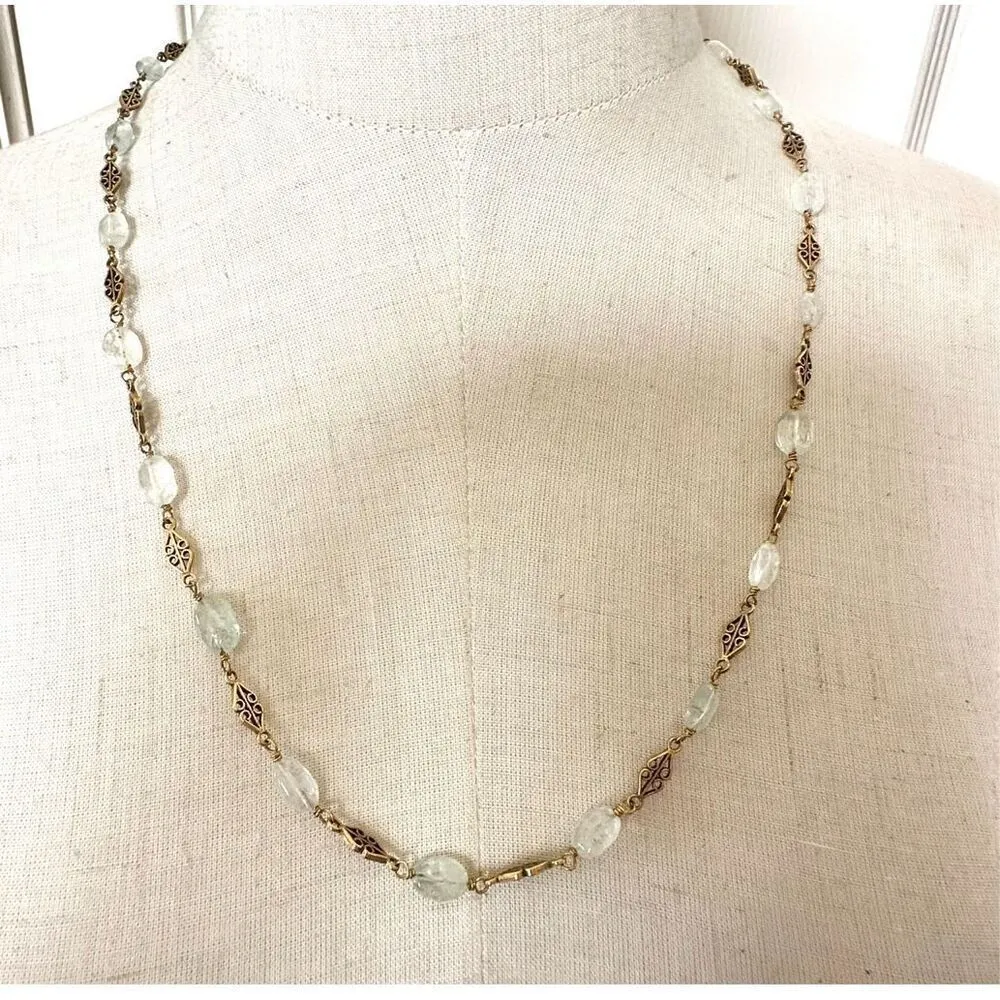 MMA gold tone byzantine circle green necklace - Image 2