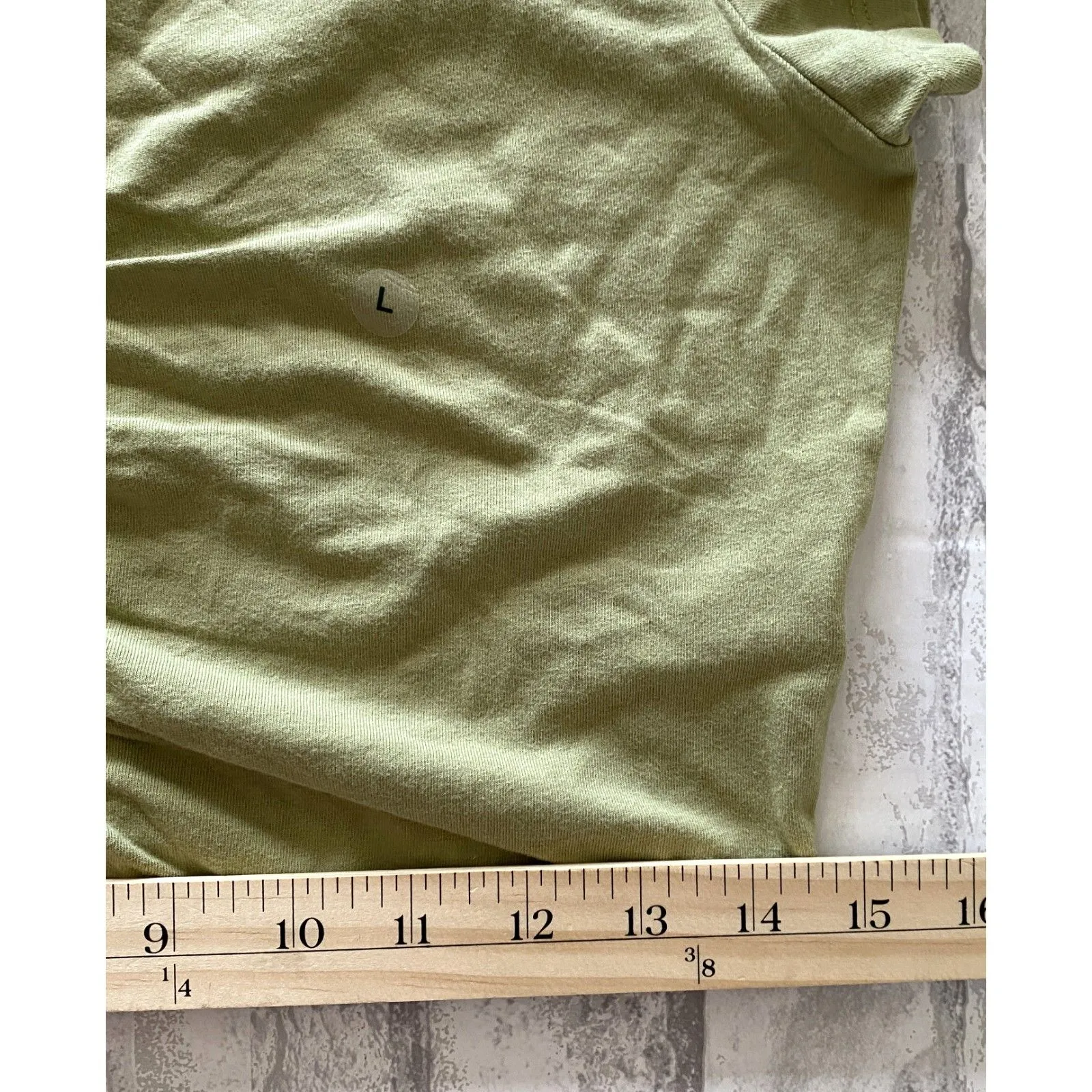 NWT American Eagle Green Cropped Ruched Short Sleeve V Neck Cotton Blend Top L - Image 4