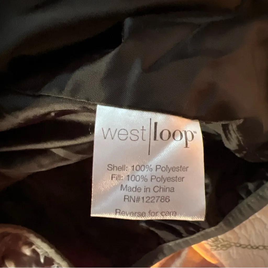 EUC Women's West Loop PACKABLE JACKET Quilted Med W/Bag Gray Zip Pockets EUC - Image 3