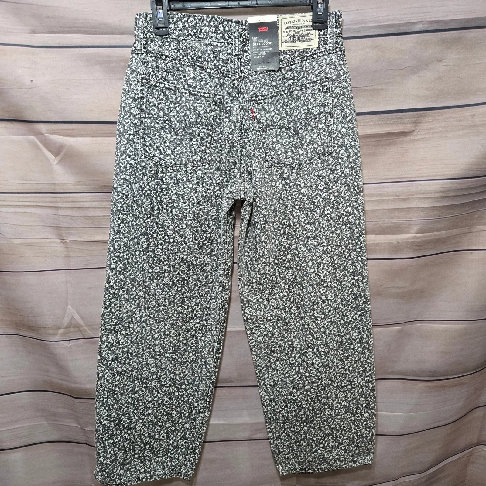 Levi's Black White Floral Baggy Dad Wellthread High Rise Straight Jeans Size 26 - Image 16