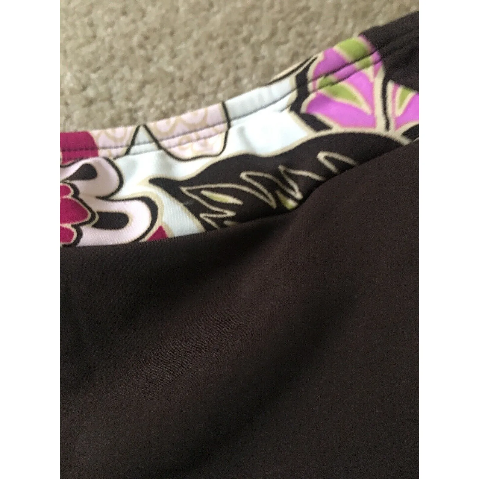 Merona Women's Swim Skirt with Attached Brief Black & Floral Print Trim Size M - Image 4