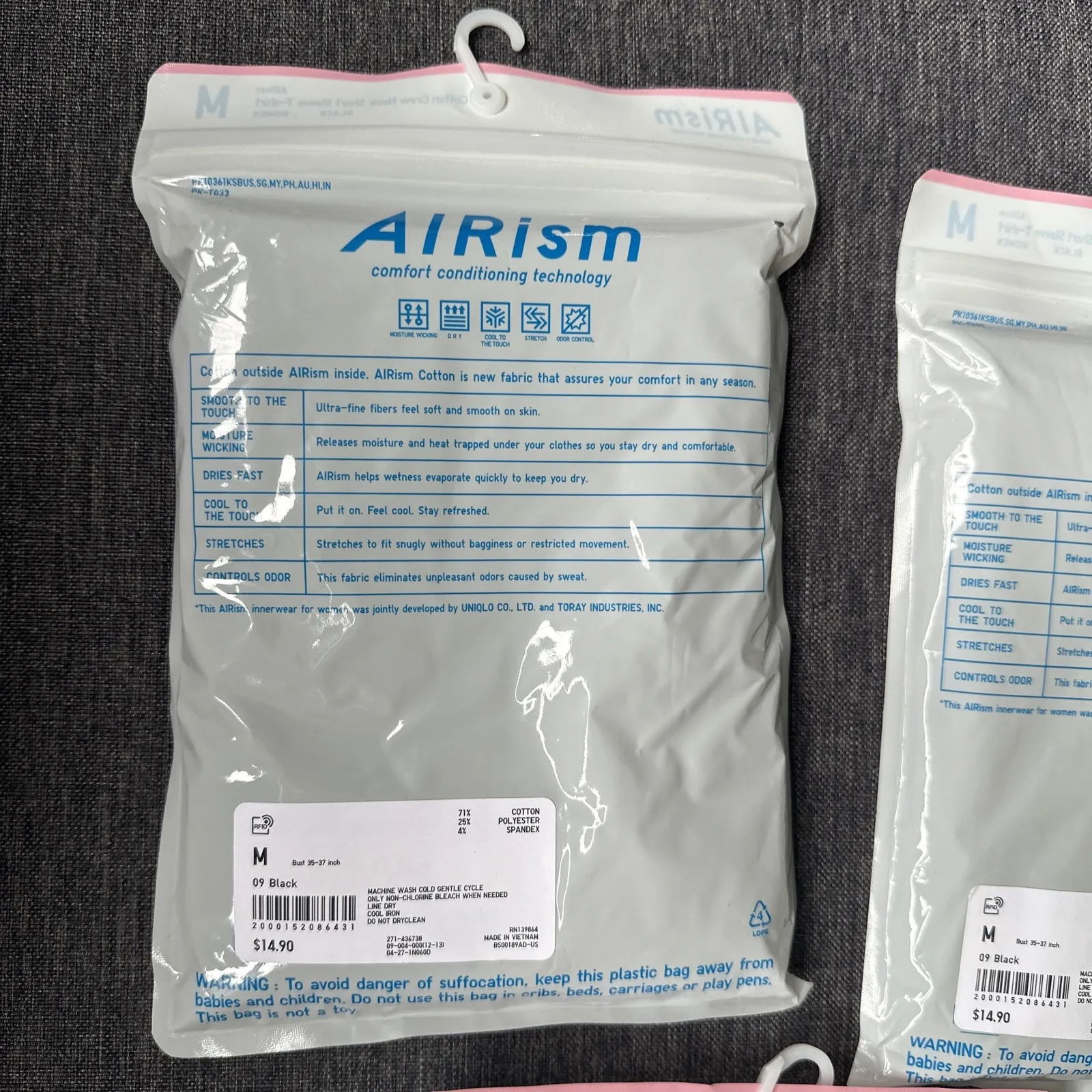 3 NEW Uniqlo AIRism Women Cotton Crew Neck Short Sleeve Tshirt SZ M BLACK WHITE - Image 9