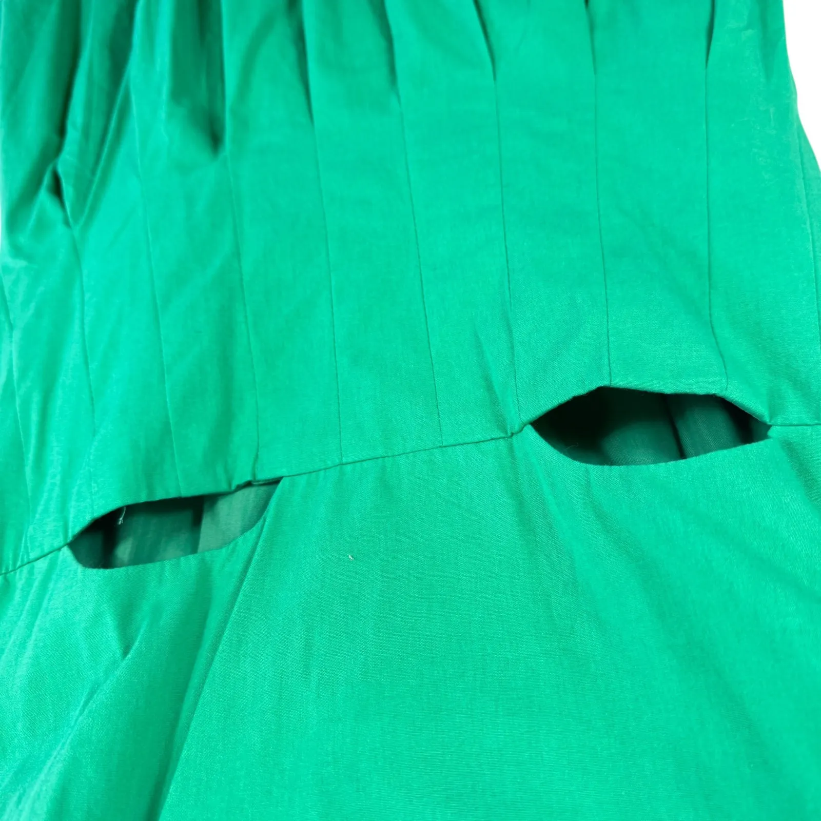 Papermoon NWT Green Cotton Cutout Spaghetti Strap Pleated Mini Dress Size L - Image 3