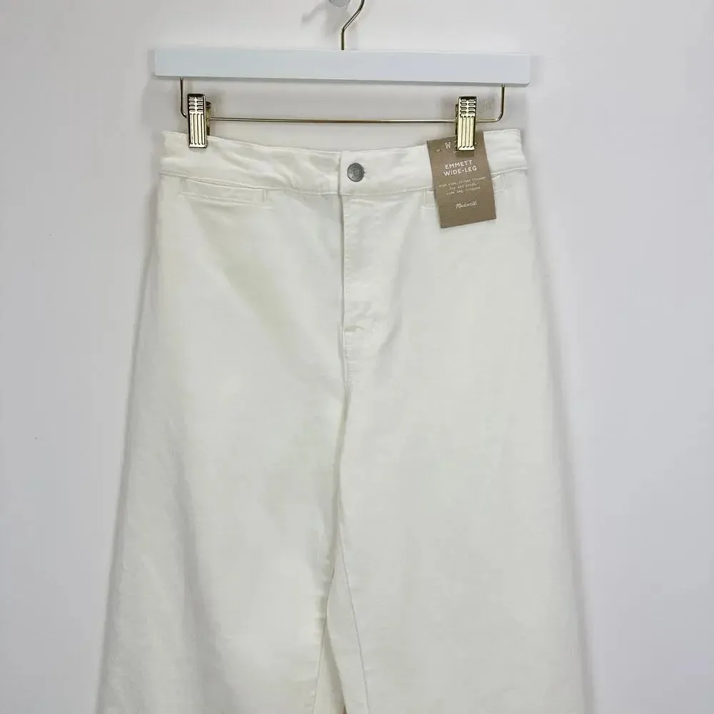 Madewell The Emmett Wide Leg Crop Jean Welt Pocket High Rise White US 26 NWT - Image 8
