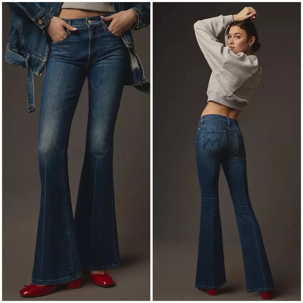 đź’•MOTHER SUPERIORđź’• The Weekender Flare Jeans ~ It's A Small World 32 NWOT Blue - Image 6