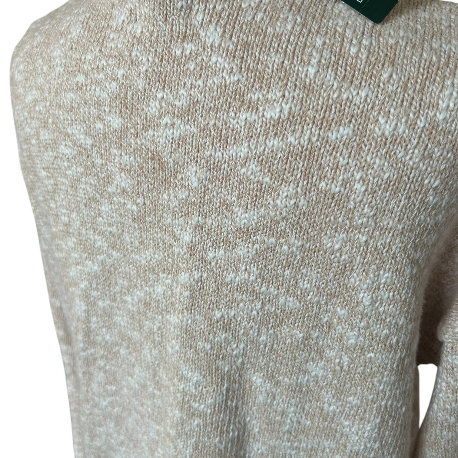 NEW L.L. Bean Cotton Ragg Crewneck Fair Isle Sweater in Tan sz XL Gorpcore Cozy - Image 6