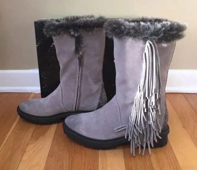 Faux Fur Suede Fringed Boot - Image 6