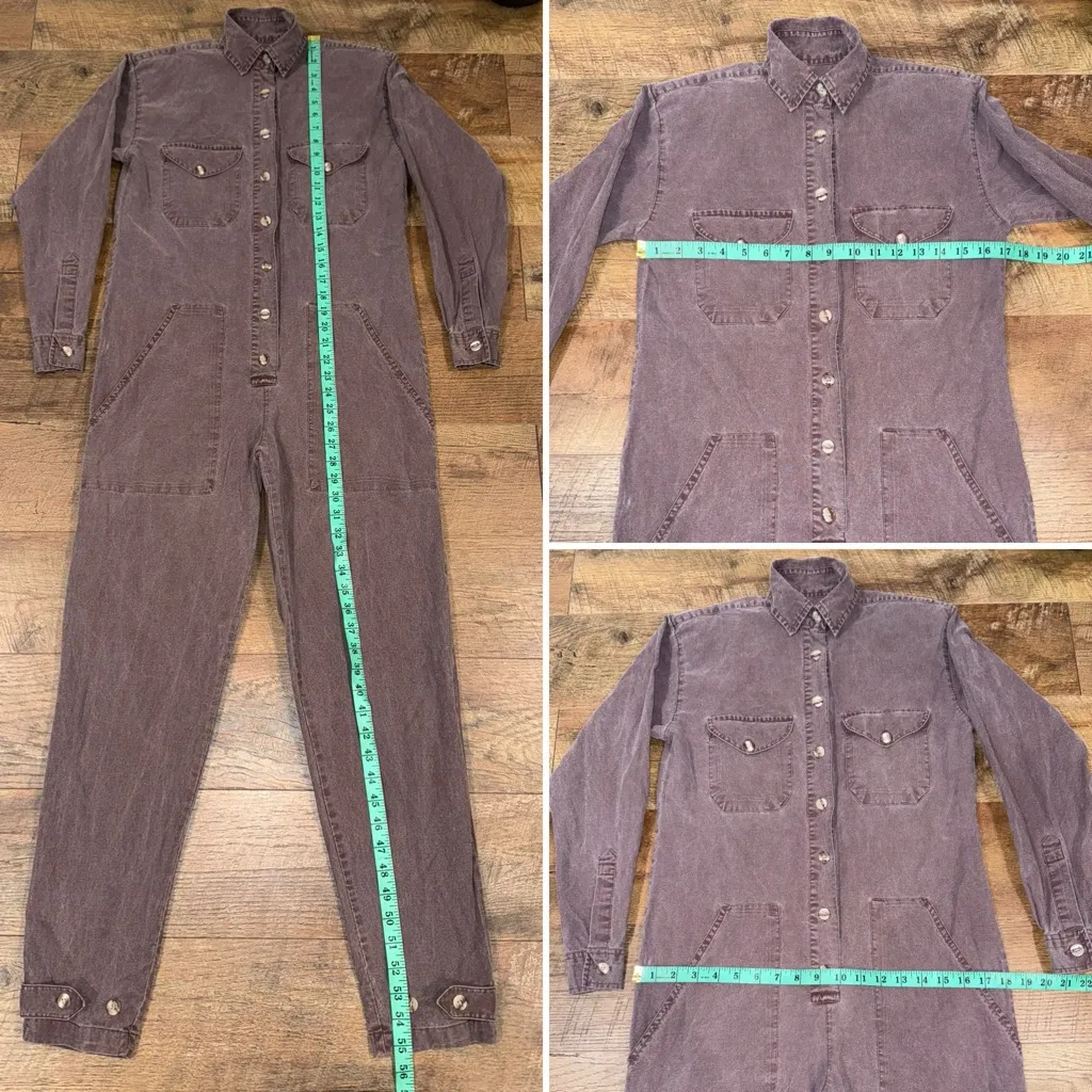 Vintage 1980’s Banana Republic Purple Button-Up Jumpsuit with Shoulderpads - Image 15