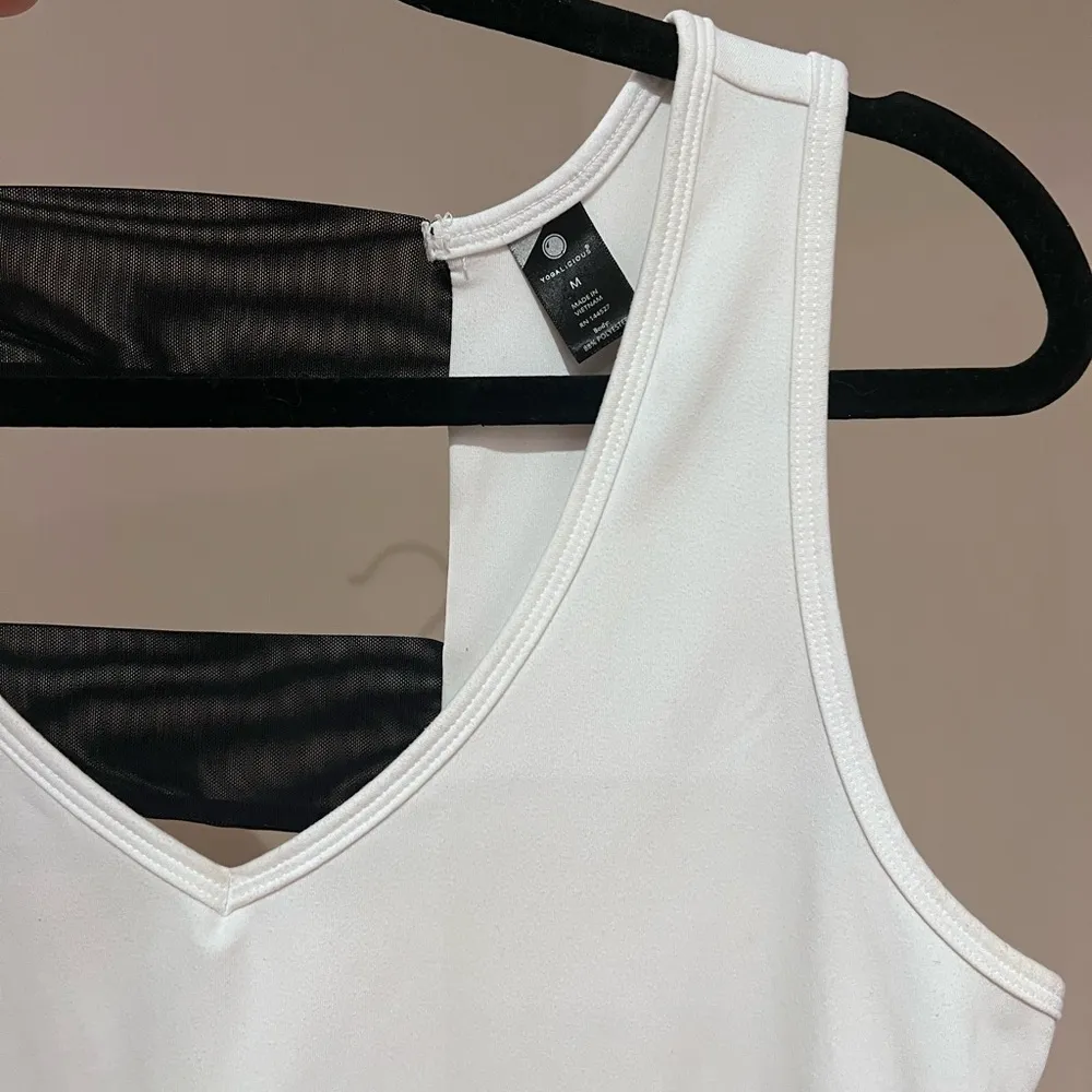 Yogalicious White Active Tank Top Open Back Cutouts - Image 2