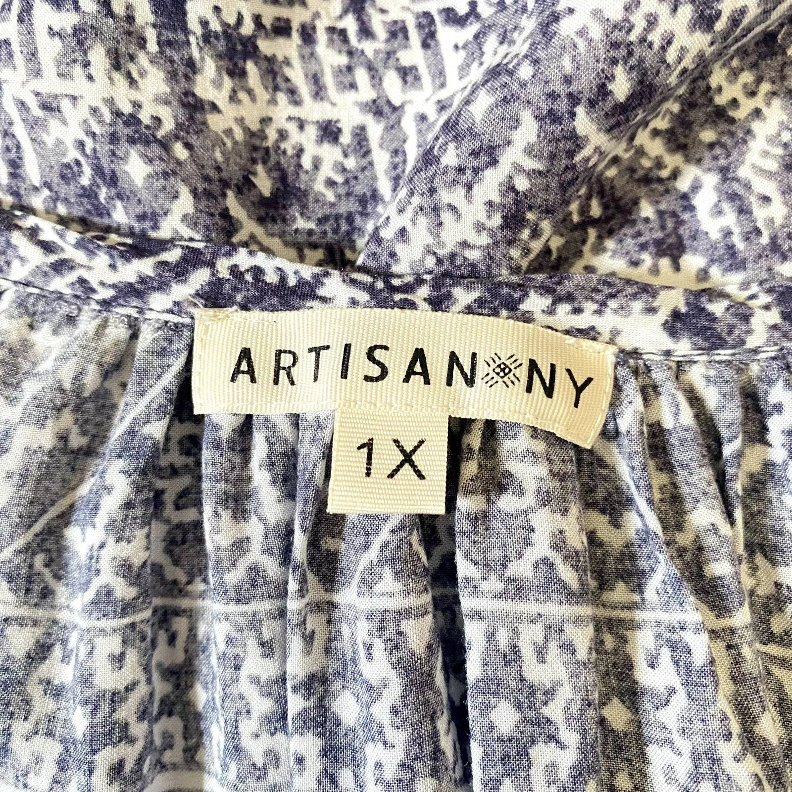 Artisan NY Popover Peasant Blouse 3/4 Sleeve Purple Bohemian Plus Size 1X‎ - Image 3