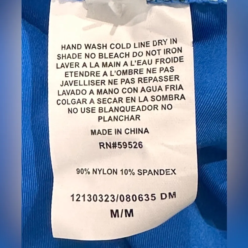 Lucky Brand Bikini Set High Rise Blue Floral Geometric Medium New Beachy Vacay - Image 11