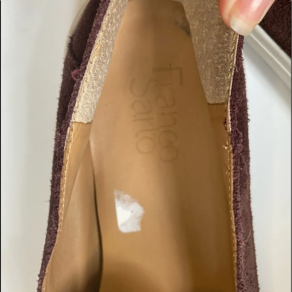 Franco Sarto Mitchell Maroon Burgundy Suede Slip On Sneaker Loafers 8.5 - Image 9