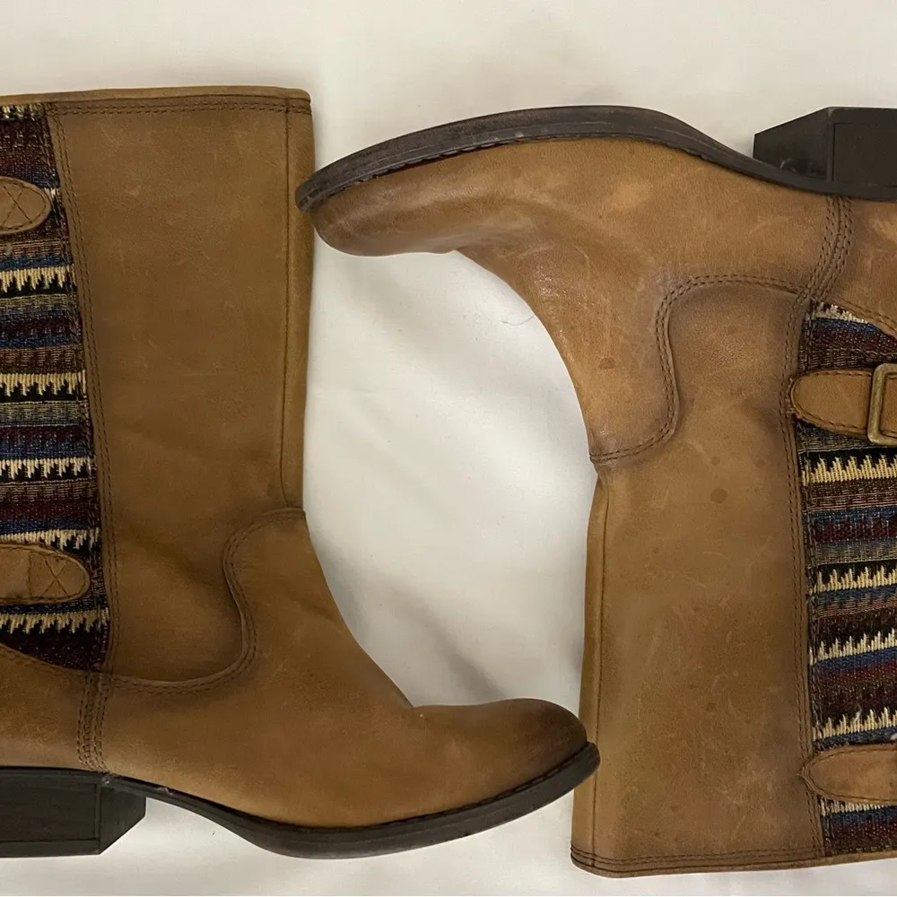 Gianni Bini Boots Womens Brown Leather Western Shoes Comfort Mid Calf Tapestry - Image 2