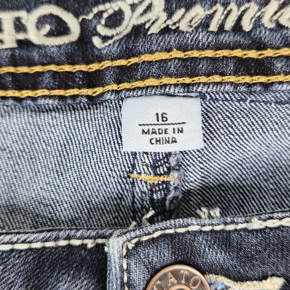 Cato Premium Jeans Capris Womens 16 Mid Rise Cuffed Denim Blue Flap Pocket - Image 5