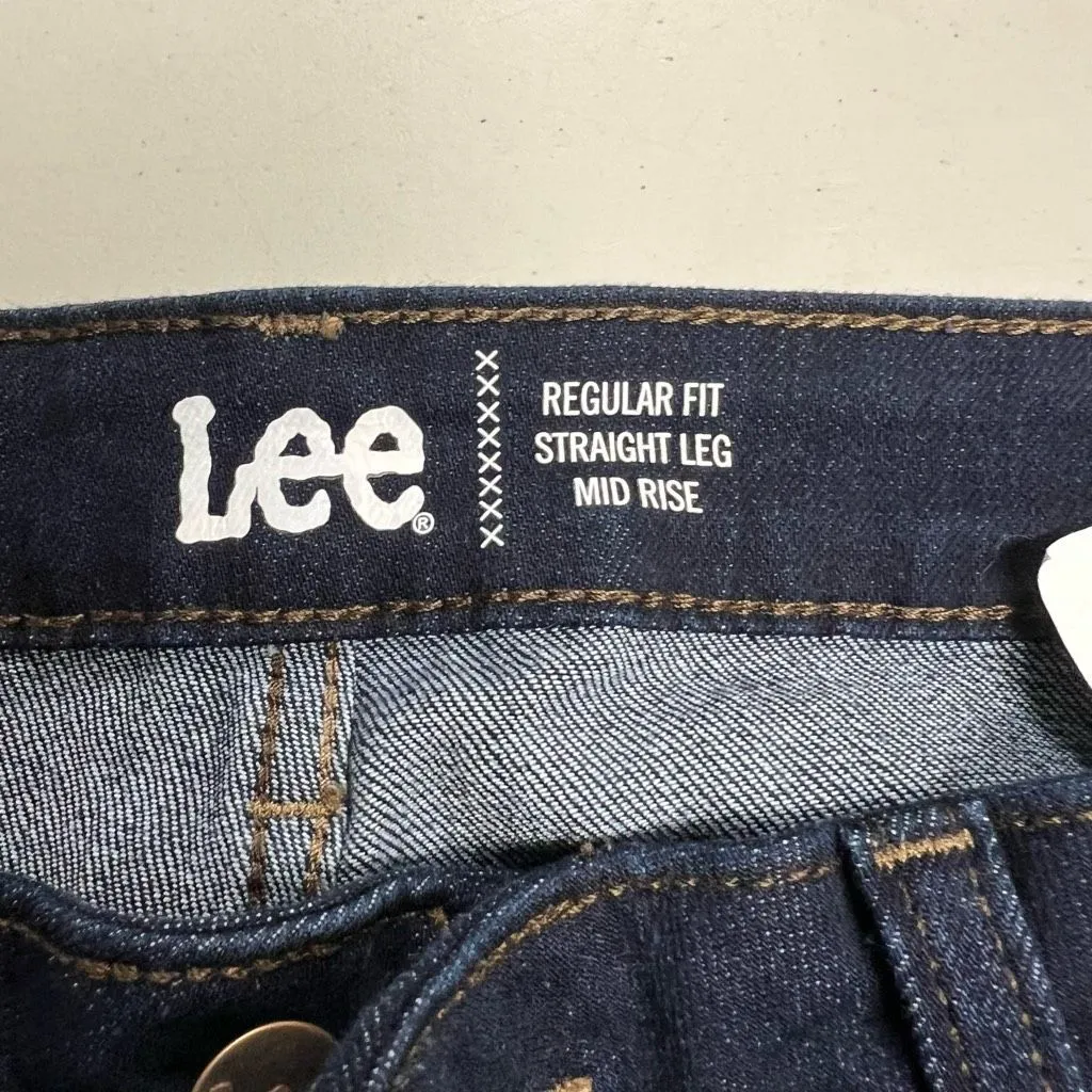 LEE Women’s MidRise Regular Fit Straight Dark Wash Jeans Blue 16 M NEW Inseam 29 - Image 9