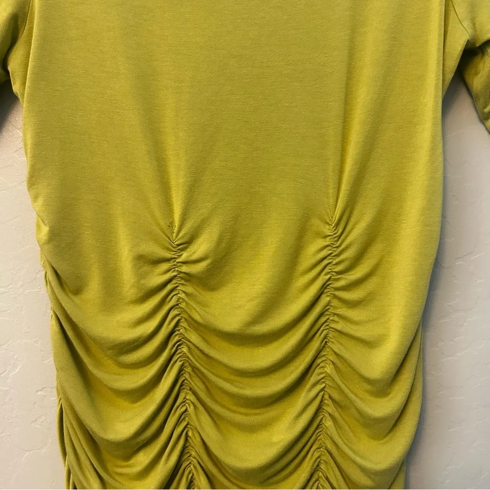 Soft Surroundings rachel ruched jersey knit top in green chartreuse color large - Image 3