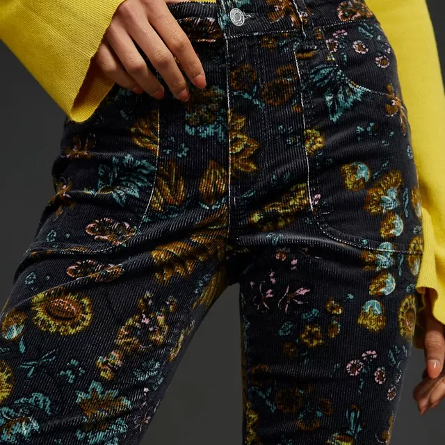 Anthropologie Pilcro The Icon Corduroy Flare Low-Rise Jeans Pants Floral Size 23 - Image 2