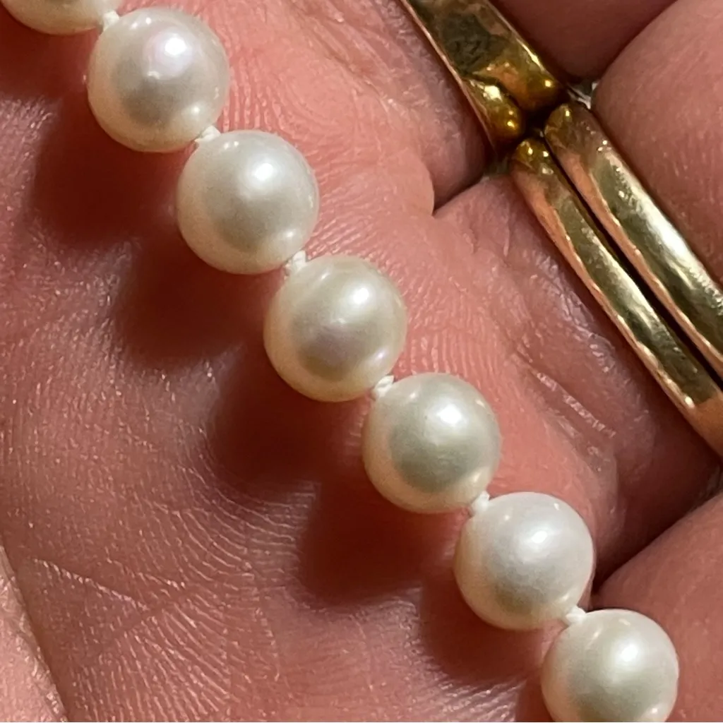 Genuine Natural Pearl Strand Bracelet with 14K Yellow Gold Clasp White - Image 6