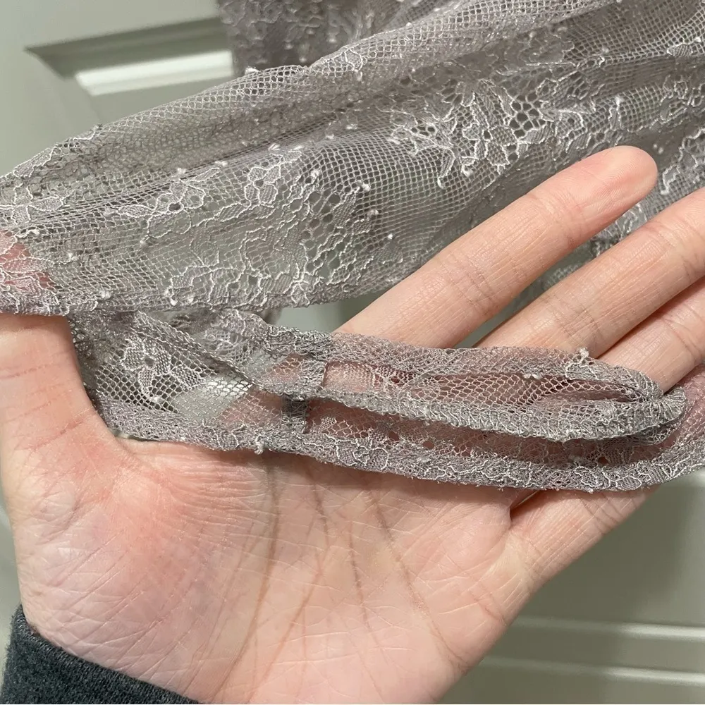 Victoria's Secret Grey Lace Tie Back Romper Lingerie - Image 8