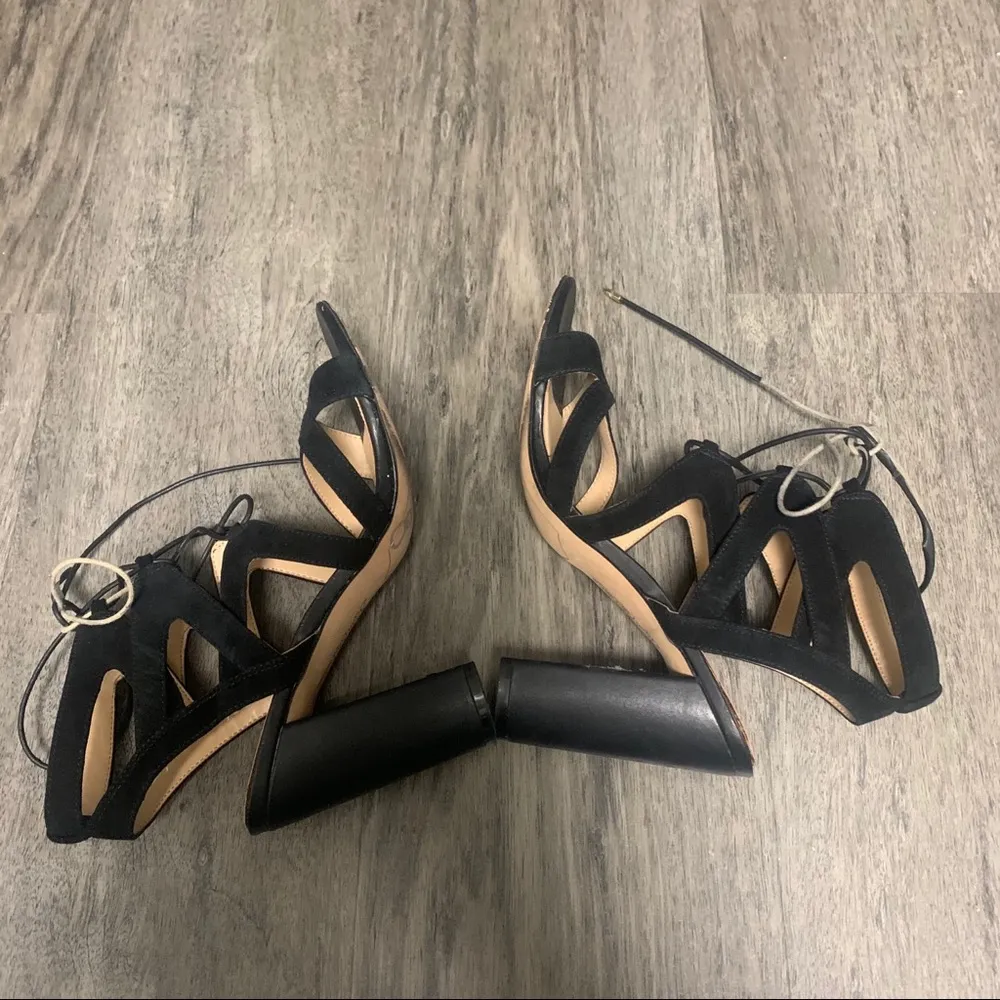 black yardley suede lace up heels - Image 6