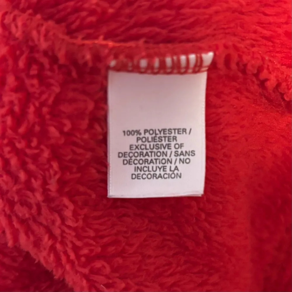 Women’s Victoria's Secret red white plush logo hooded robe size large - Image 10