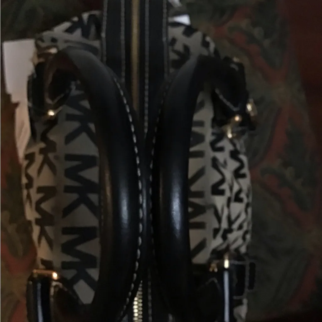 Michael Kors Brookville Black Signature Canvas/Leather Satchel Handbag Purse - Image 7