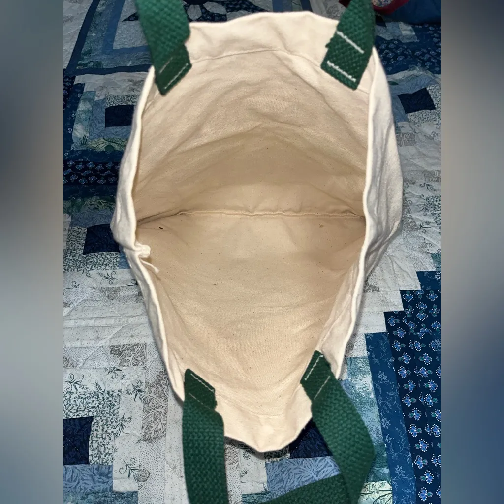 Vintage 13”x13” Canvas Graphic Print Tote Bag with a "California Prunes" Green - Image 3